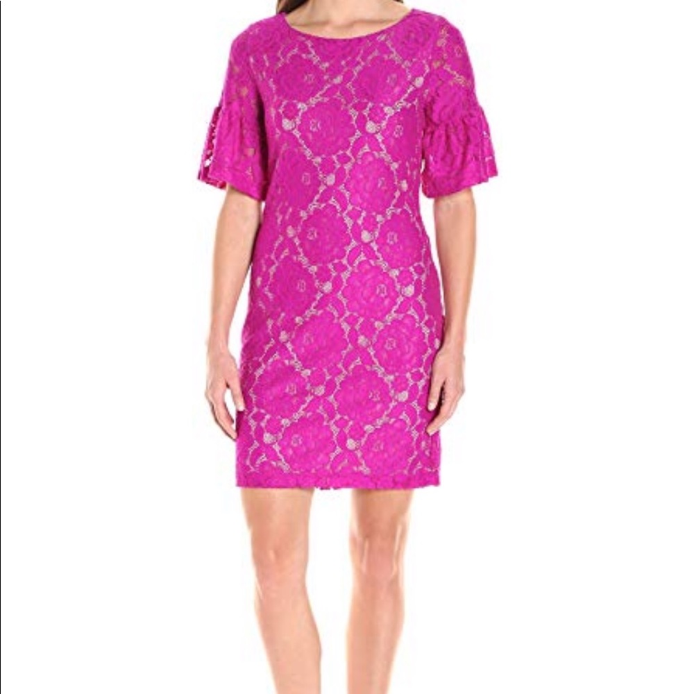 Ivanka Trump Ruffle Sleeved Lace Dress